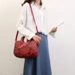 Flower embossed ring handle vintage handbag - Image 19