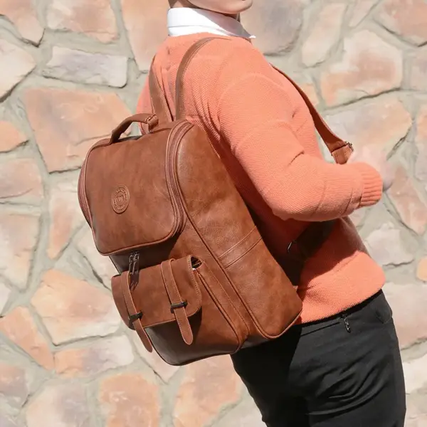 Large capacity classic leather backpack - Image 8