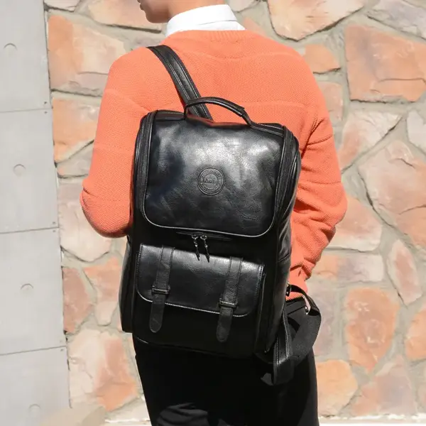 Large capacity classic leather backpack - Image 10