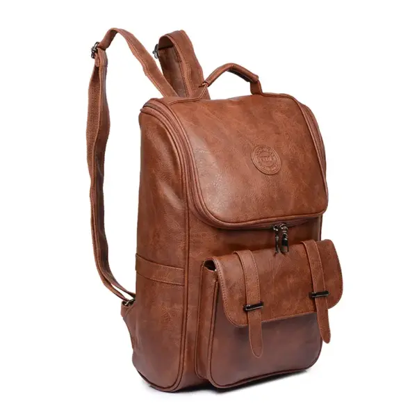 Large capacity classic leather backpack - Image 4