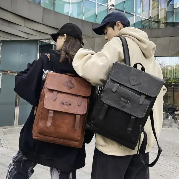 Large capacity multi pocket leather backpack - Image 8