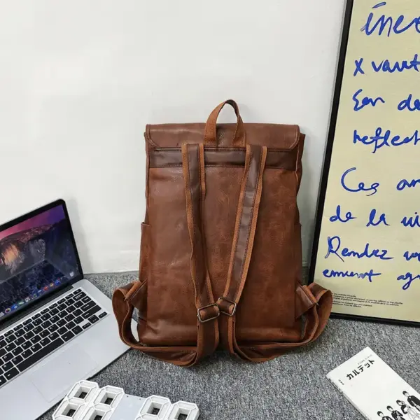 Large capacity multi pocket leather backpack - Image 9