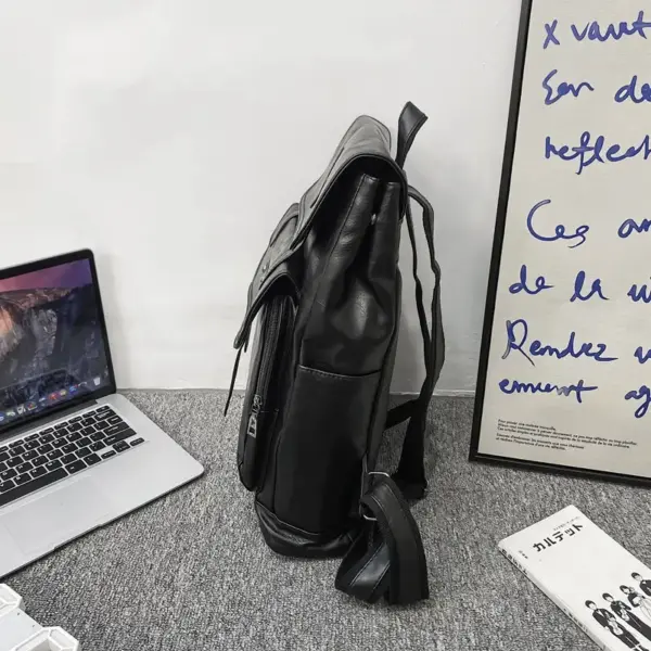 Large capacity multi pocket leather backpack - Image 11