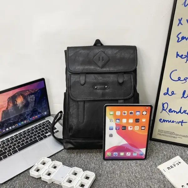 Large capacity multi pocket leather backpack - Image 13