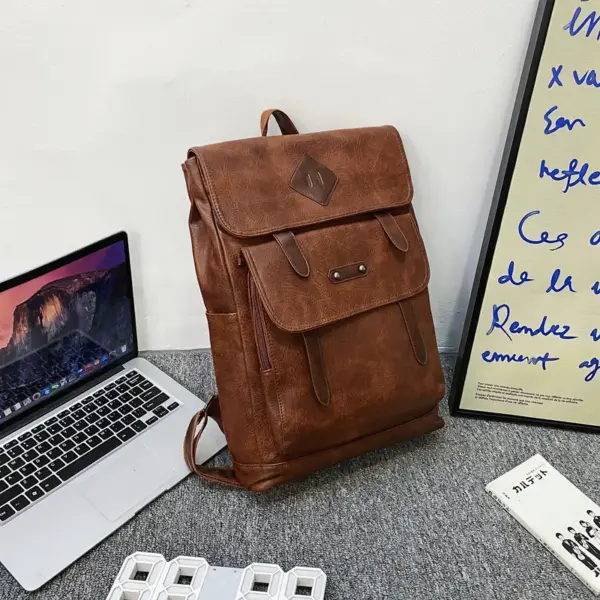 Large capacity multi pocket leather backpack - Image 15