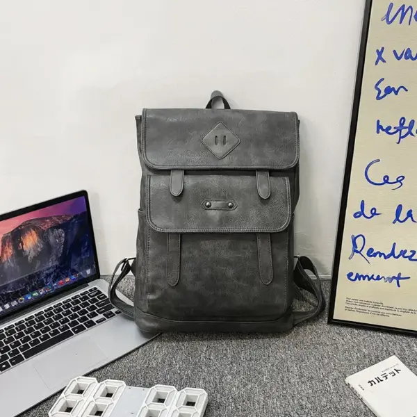 Large capacity multi pocket leather backpack - Image 16