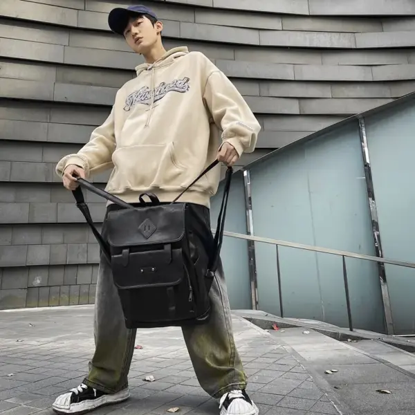 Large capacity multi pocket leather backpack - Image 6