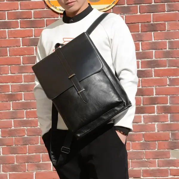 Large capacity oil wax leather backpack - Image 14