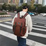 Large capacity premium vintage leather backpack - Image 9