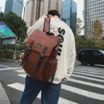 Large capacity premium vintage leather backpack - Image 11