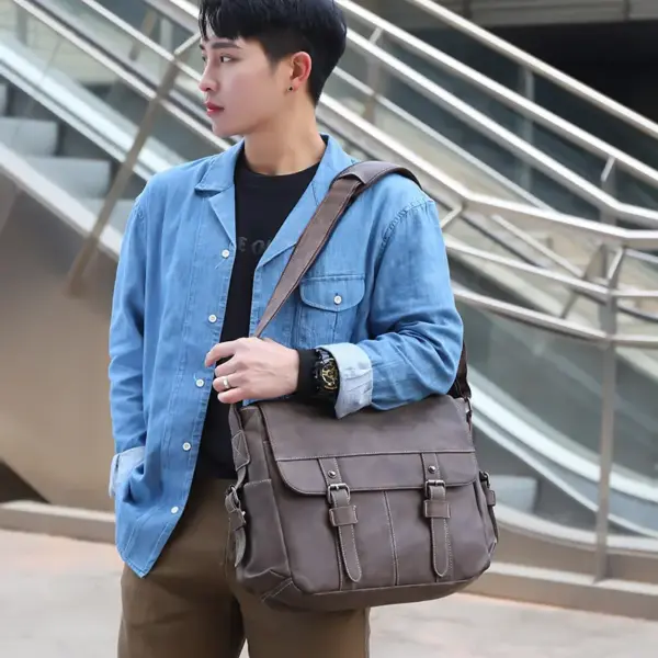 Mens vintage leather messenger bag - Image 16