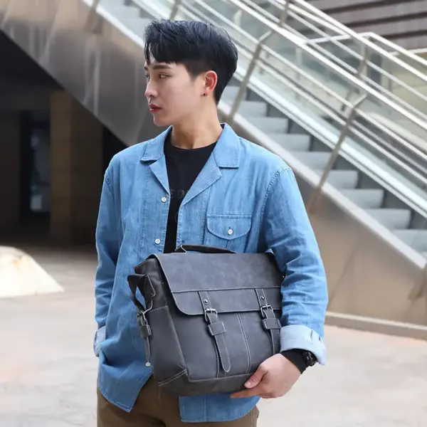 Mens vintage leather messenger bag - Image 11