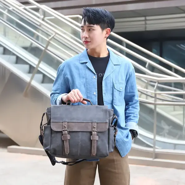 Mens vintage leather messenger bag - Image 13