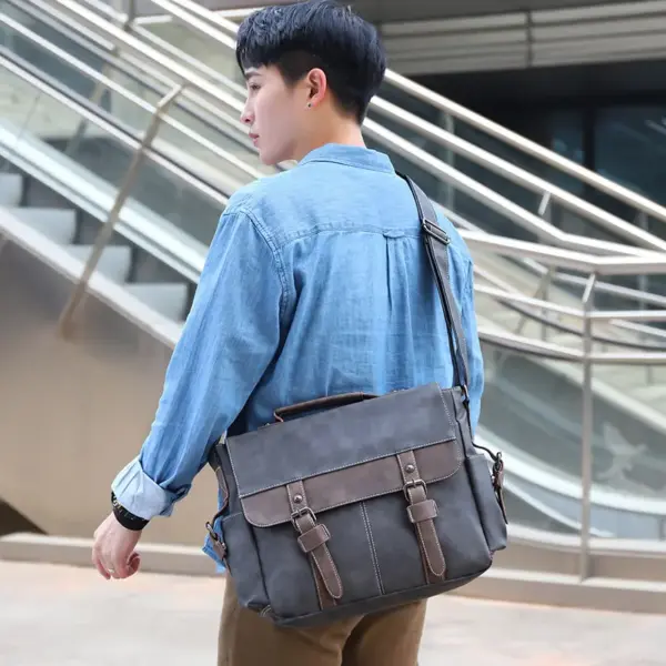 Mens vintage leather messenger bag - Image 14