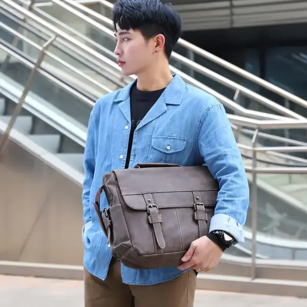 Mens vintage leather messenger bag - Image 15