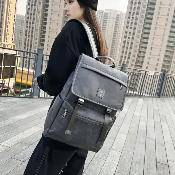 Vintage flap pattern large capacity backpack - Image 8