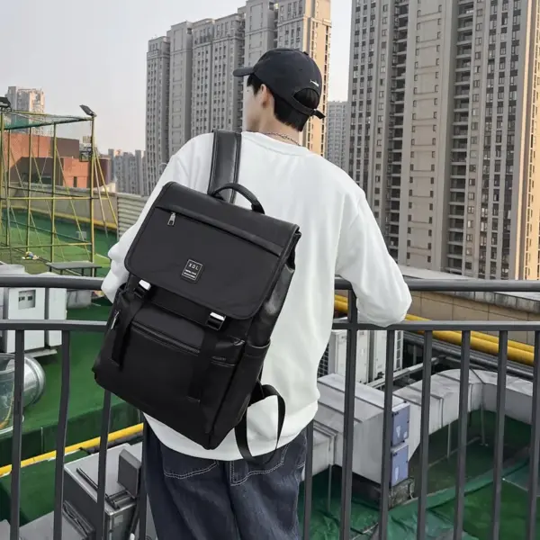 Vintage flap pattern large capacity backpack - Image 10