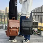 Vintage flap pattern large capacity backpack - Image 11