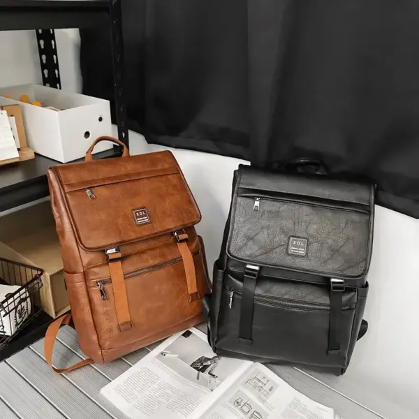 Vintage flap pattern large capacity backpack - Image 4