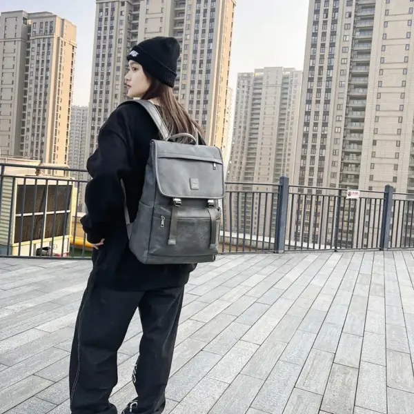 Vintage flap pattern large capacity backpack - Image 14