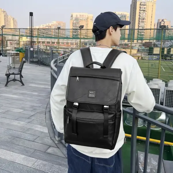 Vintage flap pattern large capacity backpack - Image 15
