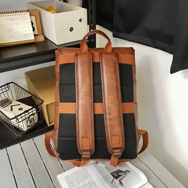 Vintage flap pattern large capacity backpack - Image 16