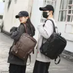 Vintage large capacity PU leather backpack - Image 7