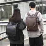 Vintage large capacity PU leather backpack - Image 3