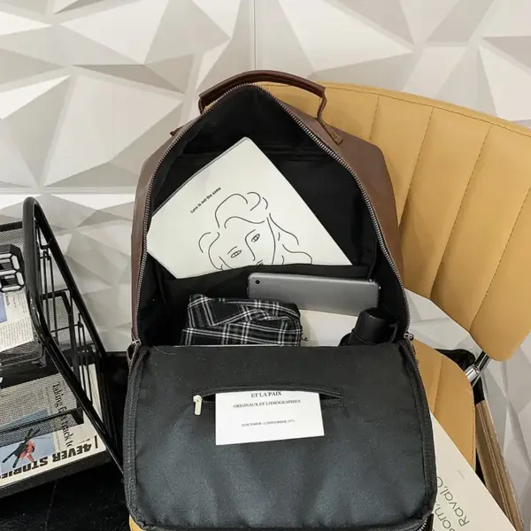 Premium large capacity leather backpack - Image 11