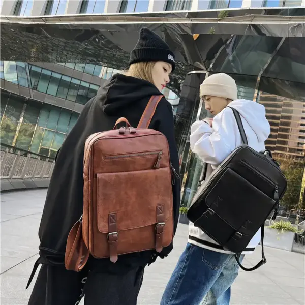 Vintage zipper closure large capacity backpack - Image 11