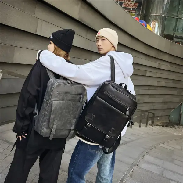 Vintage zipper closure large capacity backpack - Image 13