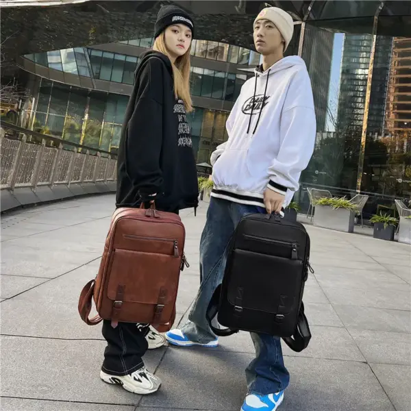 Vintage zipper closure large capacity backpack - Image 15