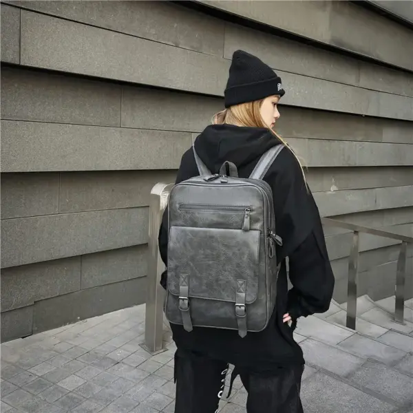 Vintage zipper closure large capacity backpack - Image 17