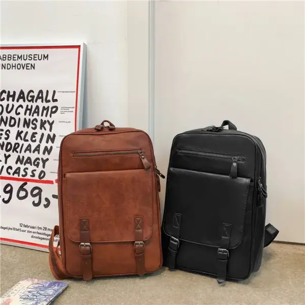 Vintage zipper closure large capacity backpack - Image 20