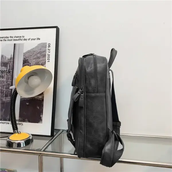 Vintage zipper closure large capacity backpack - Image 7