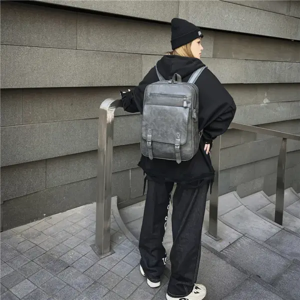 Vintage zipper closure large capacity backpack - Image 8