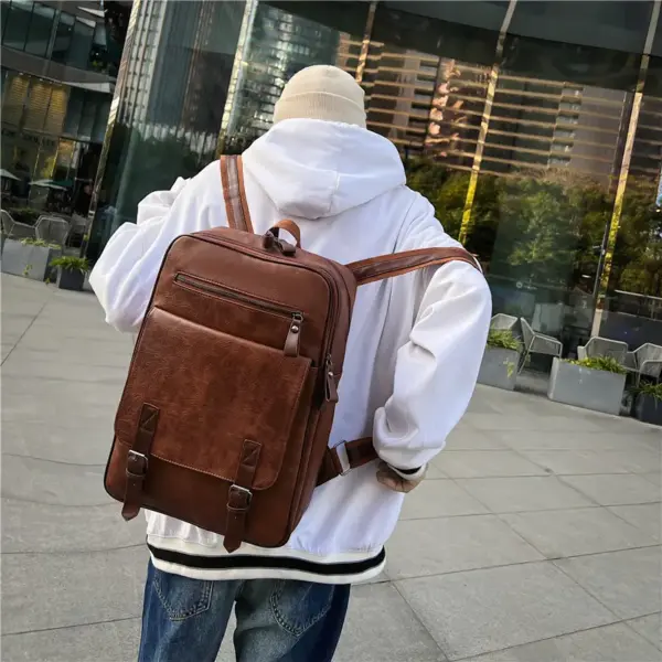 Vintage zipper closure large capacity backpack - Image 9