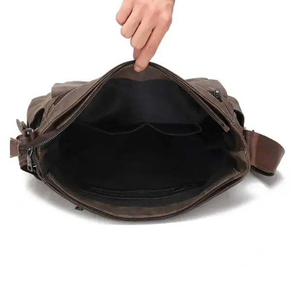 Vintage zipper closure mens messenger bag - Image 16