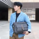 Vintage zipper closure mens messenger bag - Image 4