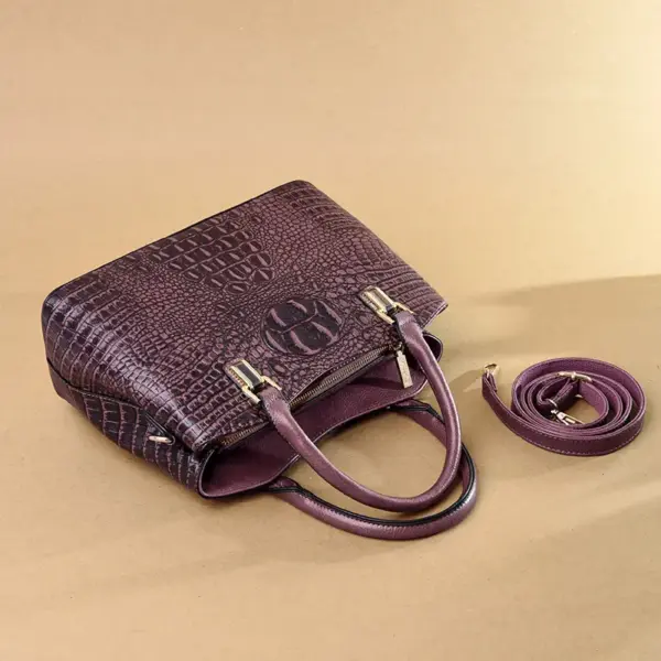 Luxury vintage crocodile pattern tote bag - Image 8