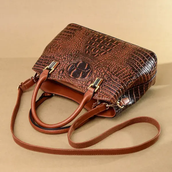 Luxury vintage crocodile pattern tote bag - Image 10