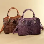 Luxury vintage crocodile pattern tote bag - Image 11