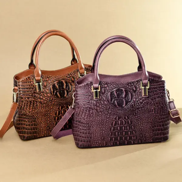 Luxury vintage crocodile pattern tote bag - Image 11