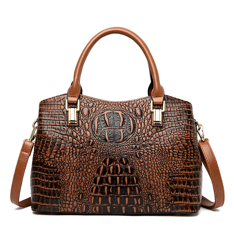 Luxury vintage crocodile pattern tote bag