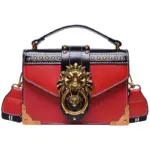 Metal lion head lock designer handbag