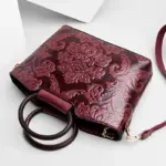 Round handle flower embossed tote bag - Image 10