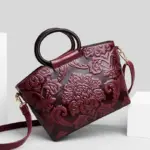 Round handle flower embossed tote bag - Image 12