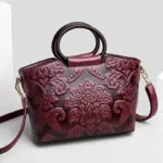 Round handle flower embossed tote bag - Image 13