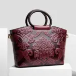 Round handle flower embossed tote bag - Image 14