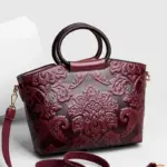 Round handle flower embossed tote bag - Image 15